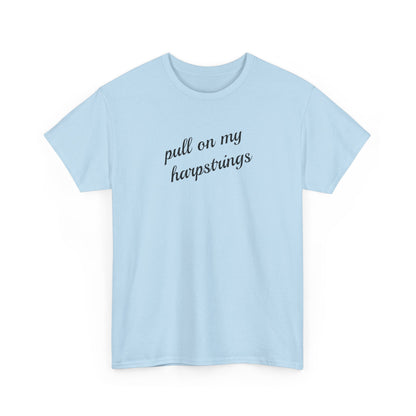 Pull on My Harpstrings Unisex Heavy Cotton Tee, Funny Graphic Shirt, Gift for Music Lovers, Casual Tee, Music Festival Outfit