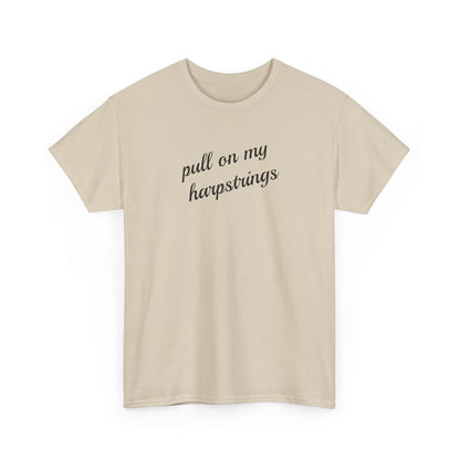 Pull on My Harpstrings Unisex Heavy Cotton Tee, Funny Graphic Shirt, Gift for Music Lovers, Casual Tee, Music Festival Outfit