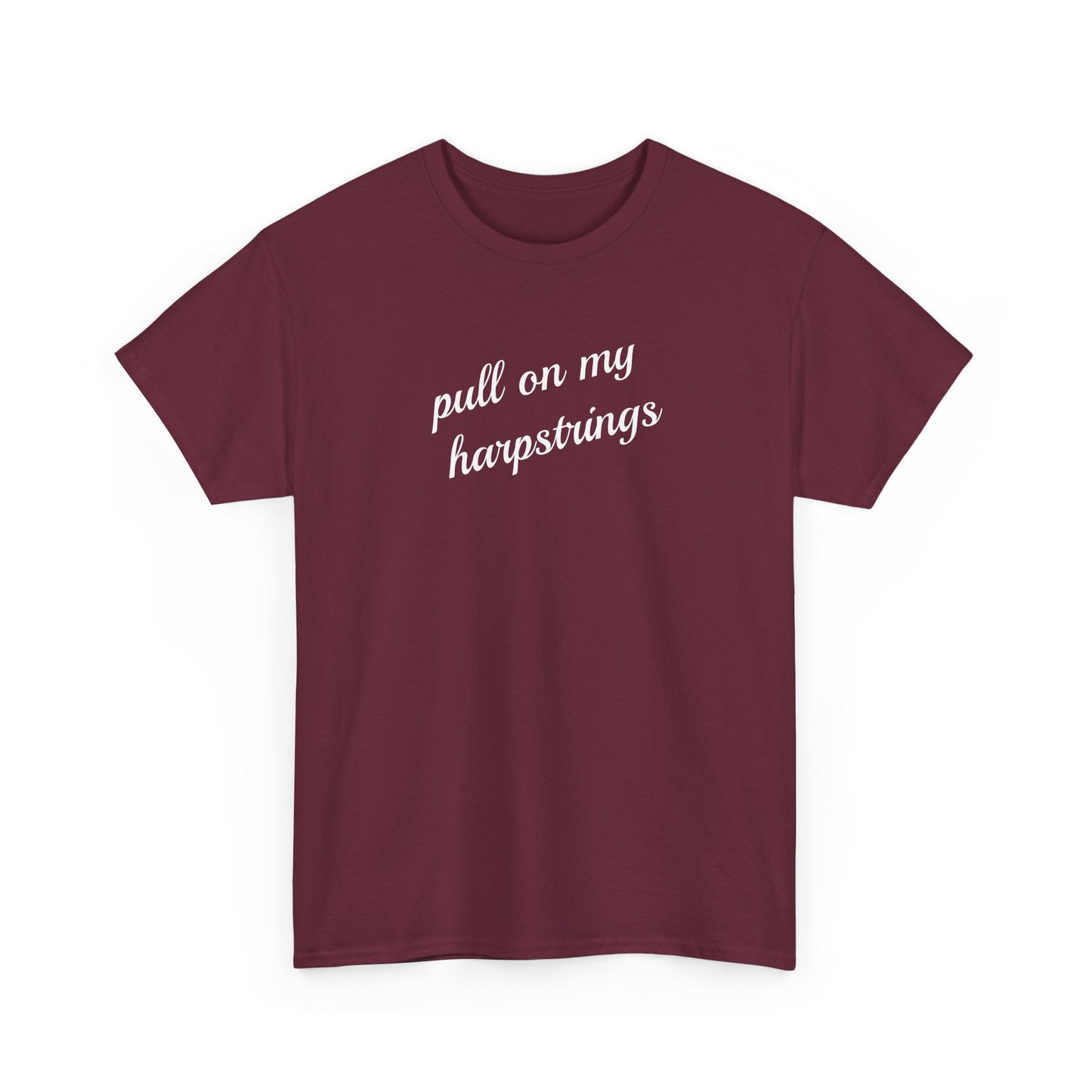 Pull on my harpstrings - white text