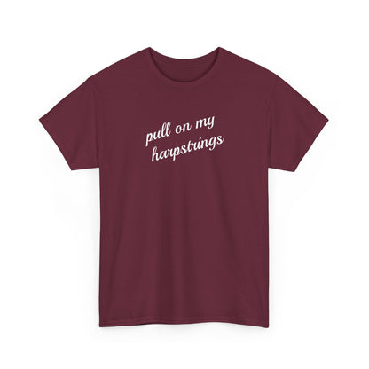 Pull on my harpstrings - white text